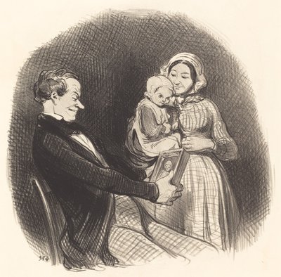 Isä katselee kuvansa kuvaa tekijältä Honoré Daumier