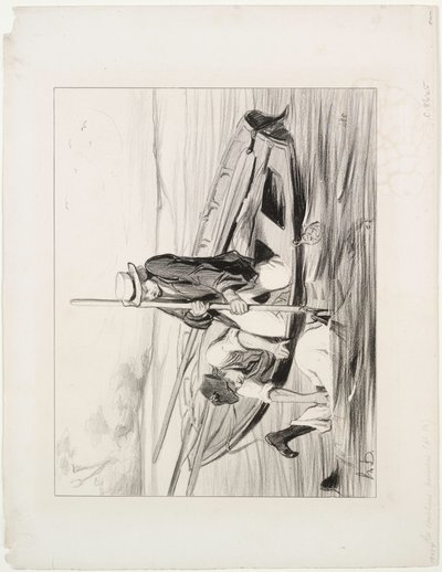 Parisian Boatmen, levy 14: Mies yli laidan tekijältä Honoré Daumier