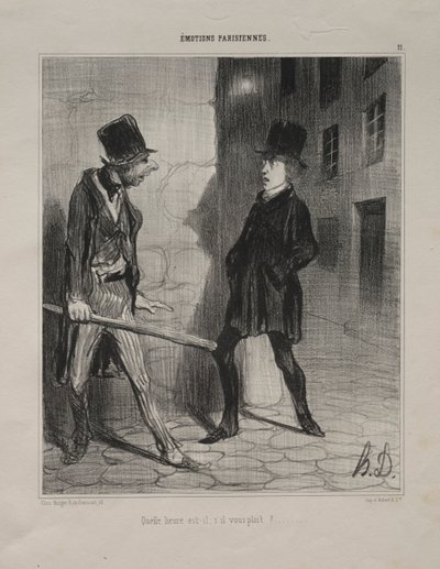 Parisian Emotions, levy 11: Paljonko kello on, 24. marraskuuta 1839. tekijältä Honoré Daumier