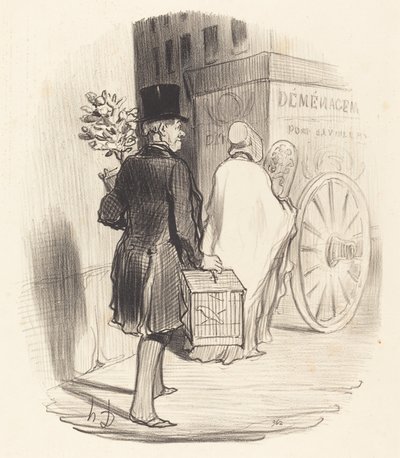 Pariisilainen kuljetus toiselle alueelle... tekijältä Honoré Daumier