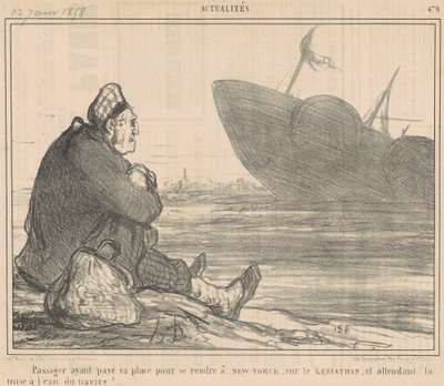 Matkustaja on maksanut ... mennäkseen New Yorkiin ... tekijältä Honoré Daumier