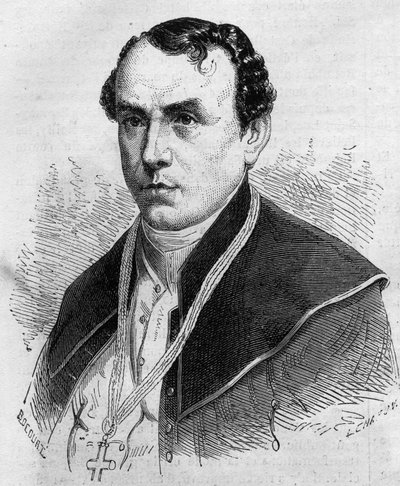Varsovan (Puola) arkkipiispa Sigismund Felix Felinski (1822-1895) muotokuva. Kaiverrus ""Le Monde Illustre" -julkaisussa nro 314, 18. huhtikuuta 1863. tekijältä Honoré Daumier