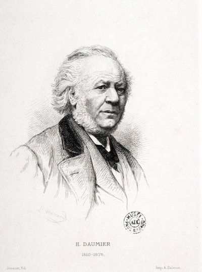 Honore Daumierin (1808-1879), ranskalaisen kaivertajan, maalarin ja kuvanveistäjän muotokuva. Massard-kaiverrus. Mitat: 15 x 11,5 cm. Arbaud-museo. tekijältä Honoré Daumier