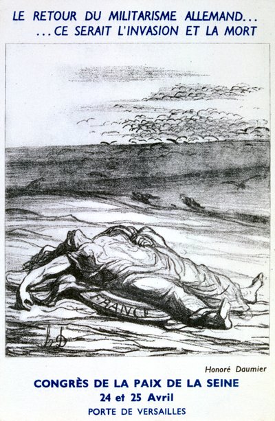 Postikortti, joka mainostaa Pariisin Seinen rauhankongressia tekijältä Honoré Daumier