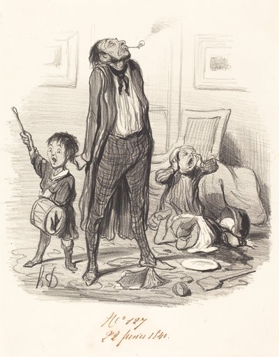 Klassinen runoilija säveltää eklogaa... tekijältä Honoré Daumier