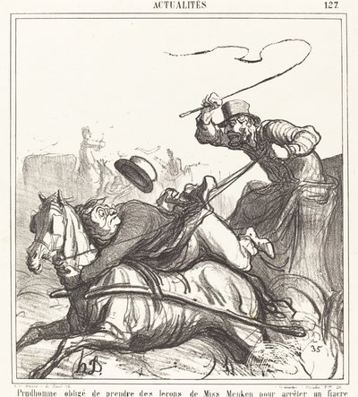 Prudhomme pakotettiin ottamaan oppitunteja... tekijältä Honoré Daumier