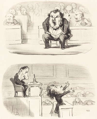 Kun tylsä ​​puhuja ottaa puhujakorotuksen tekijältä Honoré Daumier
