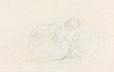 Makaava nainen nojaa käsivarteensa (käänteinen) tekijältä Honoré Daumier