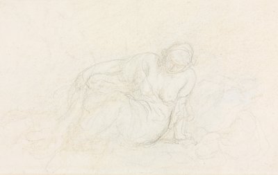 Makaava nainen nojaa käsivarrelleen, 185560. tekijältä Honoré Daumier
