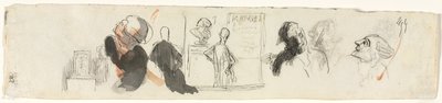 Luonnokset eri hahmoista, kolmas neljännes 1800-luvulta. tekijältä Honoré Daumier