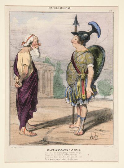 Telemachus palasi hyveeseen. Hänen sydämensä, jota Eukaris miehitti liian kauan tekijältä Honoré Daumier
