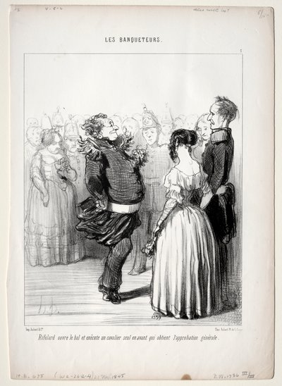 Juhlat, levy 5: Rifolard avaa pallon, 1848. tekijältä Honoré Daumier