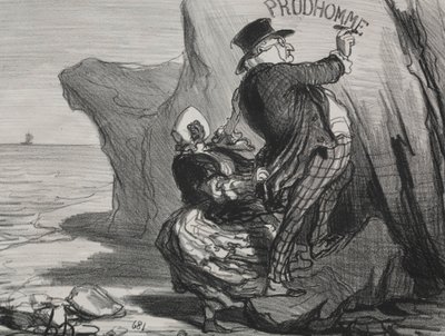 Hyvä porvari (levy 3): Haluan jättää katoamattoman muistomerkin vierailustamme tälle kalliolle... tekijältä Honoré Daumier