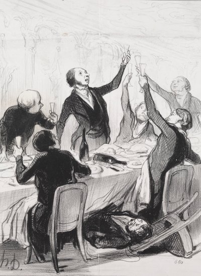 Päivän filantroopit, levy 8: 43d Toast... Temperance Societylle, 1844. tekijältä Honoré Daumier