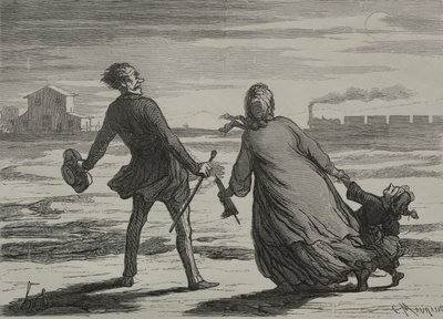 Rautatie: Liian myöhäistä. tekijältä Honoré Daumier