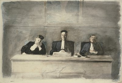 Kolme tuomaria, 1858-60 tekijältä Honoré Daumier