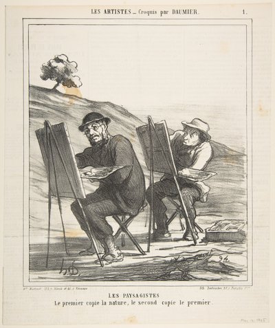 Maisemamaalarit, ensimmäinen kopioi luontoa, toinen kopioi ensimmäistä, alkaen..., 12.5.1865. tekijältä Honoré Daumier