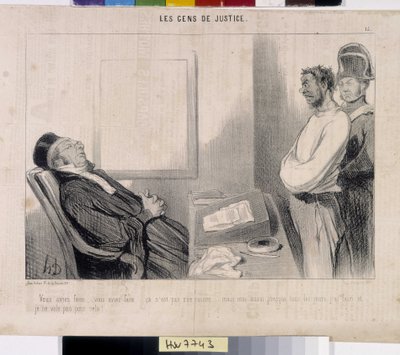 Oikeuden kansan. Sarjakuva Honore Daumier (1808-1879), 37,5x28. Ote sanomalehdestä Le”” Charivari”, Musee des Beaux Arts, Palais Longchamp, Marseille. tekijältä Honoré Daumier