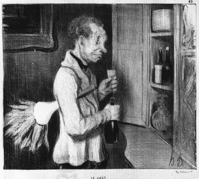 Maku: sarja "" Five senses" -sarjasta, kirjoittanut Honore Daumier (1808-1879). ""Charivari" tekijältä Honoré Daumier