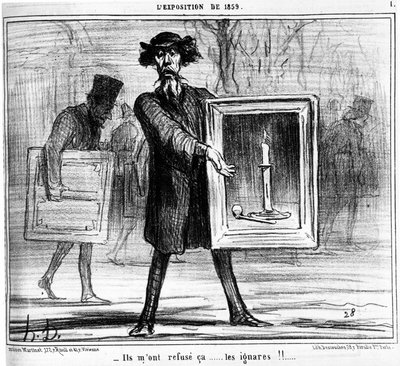 He kieltäytyivät minulta... tietämättömät!!... , otettu Honore Daumierin (1808-1879) sarjakuvasarjasta ”” Paintings and Salons”. "Charivari" tekijältä Honoré Daumier