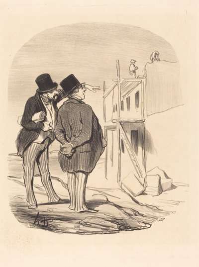 Kaksi miestä raunioiden keskellä tekijältä Honoré Daumier