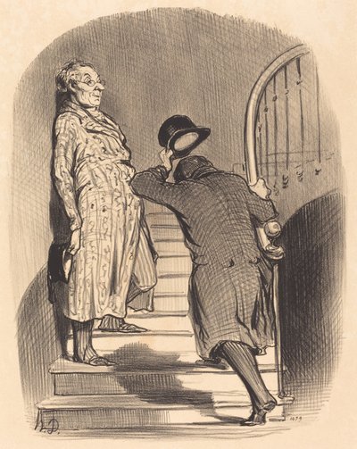 Vuokralainen, joka maksaa määräaikansa tarkasti tekijältä Honoré Daumier