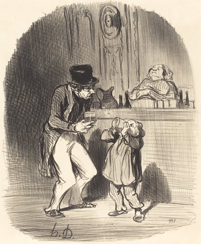 Isä, joka saa poikansa imemään... tekijältä Honoré Daumier