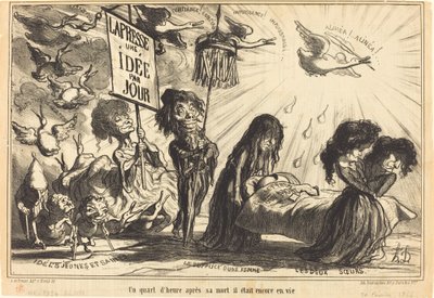 Neljännestuntia kuolemansa jälkeen hän oli vielä elossa (neljännestuntia kuolemansa jälkeen, hän oli vielä elossa) tekijältä Honoré Daumier