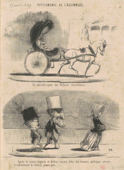 Valitettavan samankaltainen avoauto... tekijältä Honoré Daumier