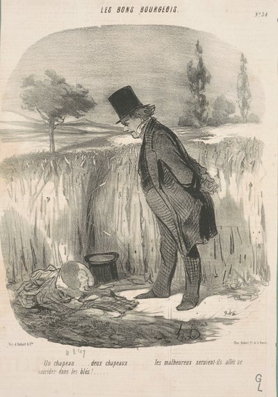 Yksi hattu... kaksi hattua... onneton... tekijältä Honoré Daumier