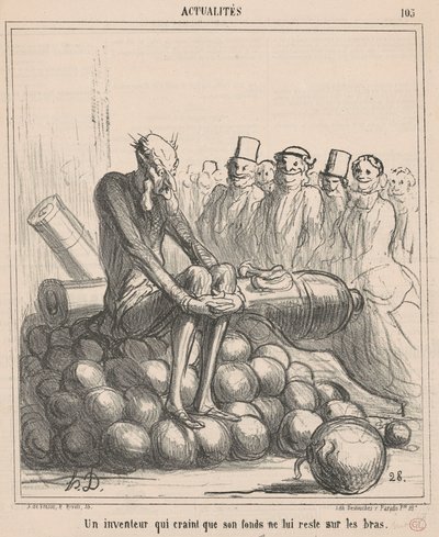 Keksijä, joka pelkää, että hänen rahastonsa jää... tekijältä Honoré Daumier