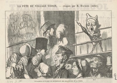 Säästämättömät kyläläiset tyytyväisinä...; Maaseudulla ei valmentajien lakkoja... tekijältä Honoré Daumier