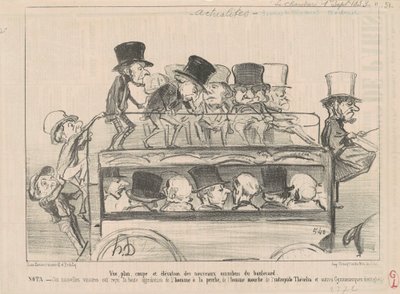 Näkymä ... ja korkeus bulevardin ... omnibusseista ... tekijältä Honoré Daumier