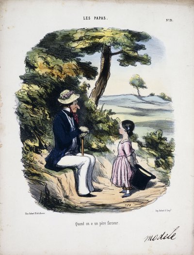 Kun ihmisellä on klovniisä, 1848 tekijältä Honoré Daumier