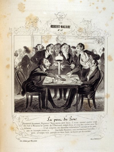 kuvituksia ideoista ja legendoista Philipon otsikolla Les Cent ja Robert Macaire tekijältä Honoré Daumier