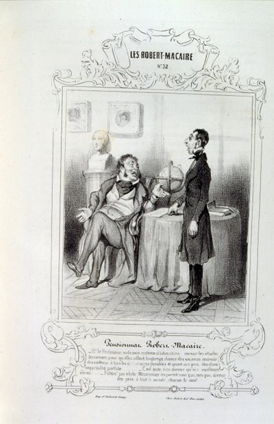 kuvituksia ideoista ja legendoista Philipon otsikolla Les Cent ja Robert Macaire tekijältä Honoré Daumier