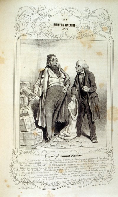 kuvituksia ideoista ja legendoista Philipon otsikolla Les Cent ja Robert Macaire tekijältä Honoré Daumier