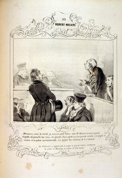 kuvituksia ideoista ja legendoista Philipon otsikolla Les Cent ja Robert Macaire tekijältä Honoré Daumier