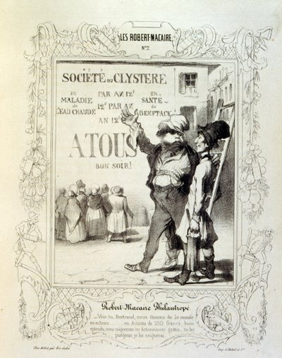 kuvituksia ideoista ja legendoista Philipon otsikolla Les Cent ja Robert Macaire tekijältä Honoré Daumier