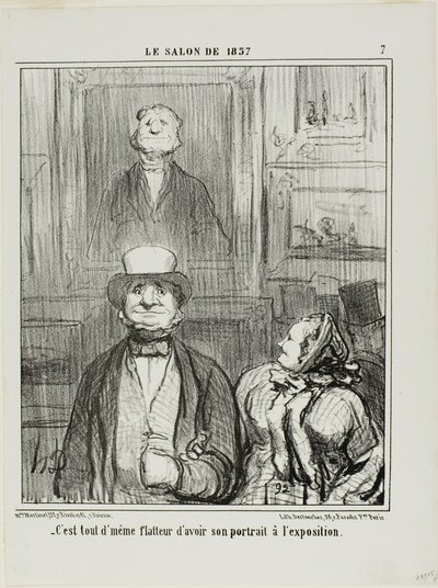 "- On todella imartelevaa, että oma muotokuva on esillä Salonissa", taulu 7 teoksesta Le Salon de 1857. tekijältä Honoré Victorin Daumier