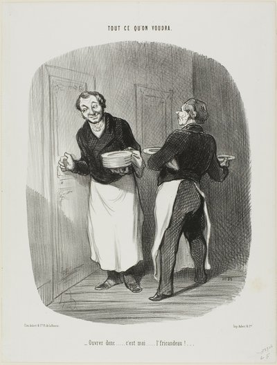 "- Avaa..... se olen minä.... vasikanmuhennos!", levy 17 teoksesta Tout Ce Qu