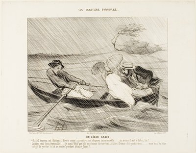 A Light Squall (Un leger grain), levy 8 teoksesta The Parisian Boaters (Les canotiers Parisiens). tekijältä Honoré Victorin Daumier