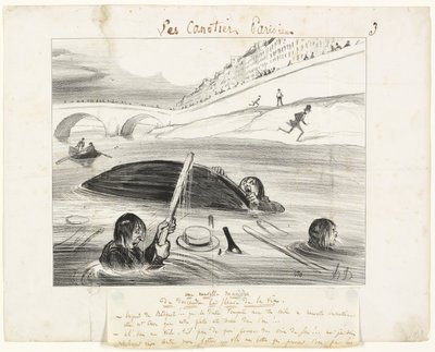 Uusi tapa kellua elämän jokea pitkin, levy kolme sarjasta Les Canotiers Parisiens. tekijältä Honoré Victorin Daumier