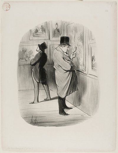Todellinen taiteen ystävä, levy 66 teoksesta Les Bons Bourgeois. tekijältä Honoré Victorin Daumier