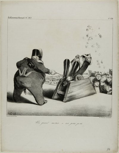 Suuri kranaatinheitin, jolla on lyhyt kantama, kilpi 488. tekijältä Honoré Victorin Daumier