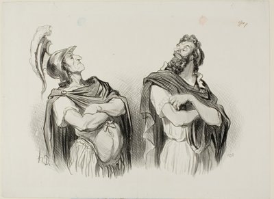 Akilles ja Agamemnon. Akilles: "Physionomies Tragiques -teoksesta. tekijältä Honoré Victorin Daumier