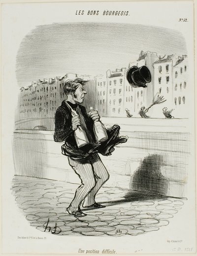 An Awkward Situation, levy 52 teoksesta Les Bons Bourgeois. tekijältä Honoré Victorin Daumier