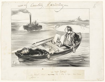 Epämiellyttävä kohtaaminen, levy kuudestoista teoksesta Les Canotiers Parisiens. tekijältä Honoré Victorin Daumier