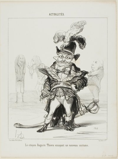 Kansalainen Thiers kokeilee uutta pukua, levy 114, Actualités-lehti. tekijältä Honoré Victorin Daumier