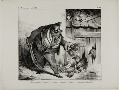 Tule tänne pikku tipu, tipu..... Chick... Chick, Come Little Turkeys, levy 442 tekijältä Honoré Victorin Daumier